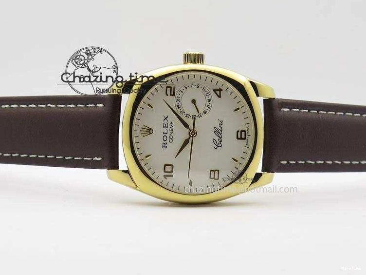 MiroTime 0328 Cellini Date YG White Numeral Dial On Brown Leather Strap A Affordable 3883